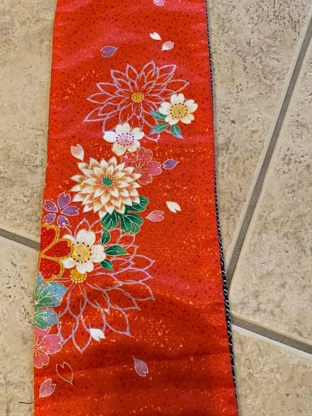 Floral Red and black  Obi Belt Scarf - Women's Accessory
